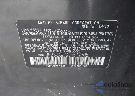2018 Subaru Forester 2.5I Touring from USA, damaged, VIN JF2SJAWC3JH577705